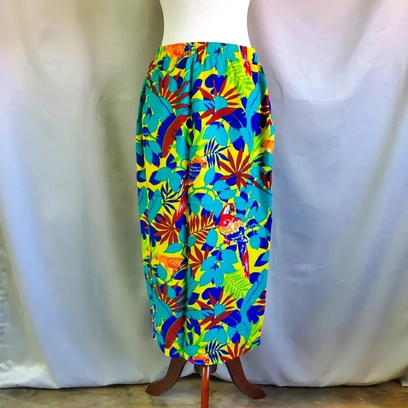 JACK WINTER | Vintage Parrot Tropical Print Skirt sz 12 - Picture 2 of 8